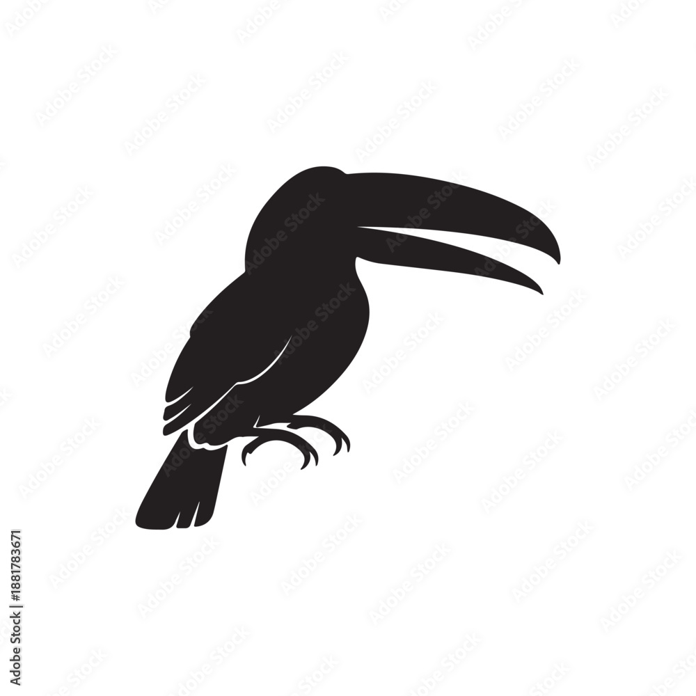 Obraz premium Toucan bird silhouette icon vector illustration on white background