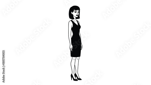 Elegant Silhouette of a Woman in a Little Black Dress Standing Poised