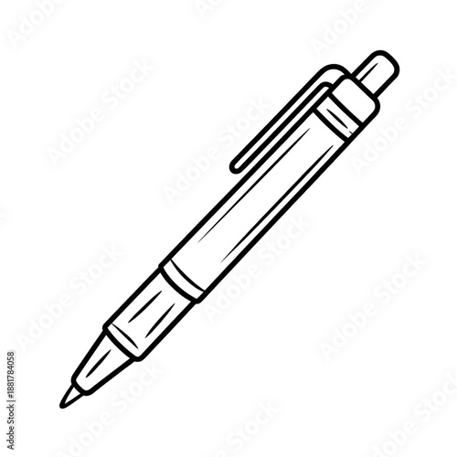 A ballpoint pen illustration vector style coloring page 