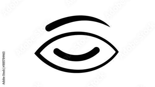 Simple black and white illustration of a human eye with eyebrow.