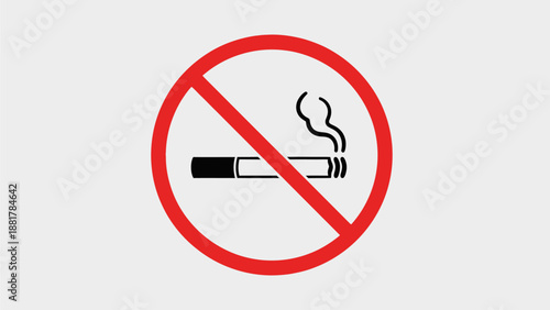 No Smoking Sign with Cigarette and Prohibition Symbol.