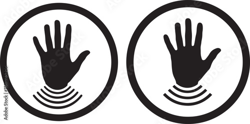 Two hand scanning silhouette vector illustration icon