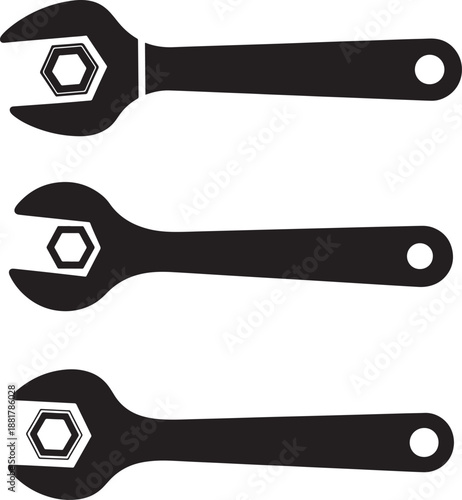 Three wrenches silhouette tool equipment instrument