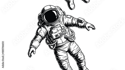 Astronaut in Space Illustration - A Stylized Depiction of Outer Space Exploration