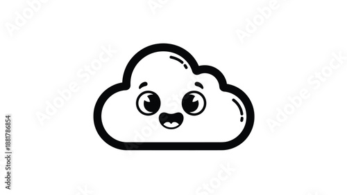 Adorable cartoon cloud character with large expressive eyes and a smiling mouth