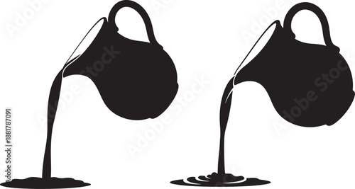 Pouring silhouette liquid from pitcher flat concept