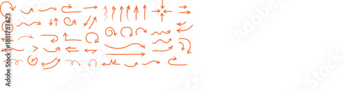 Doddle arrow set, collection of hand drawn arrows, vector set.