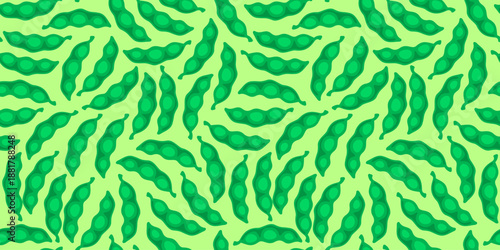doodle edamame pattern background. green soybeans or peas pattern background. Soybean seamless pattern background. edamame seamless pattern background.