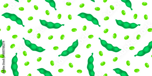 doodle edamame pattern background. green soybeans or peas pattern background. Soybean seamless pattern background. edamame seamless pattern background.