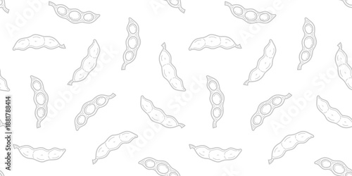 doodle edamame pattern background. green soybeans or peas pattern background. Soybean seamless pattern background. edamame seamless pattern background.