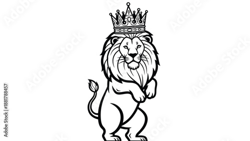 Majestic Lion King Illustration Standing Tall with Regal Crown