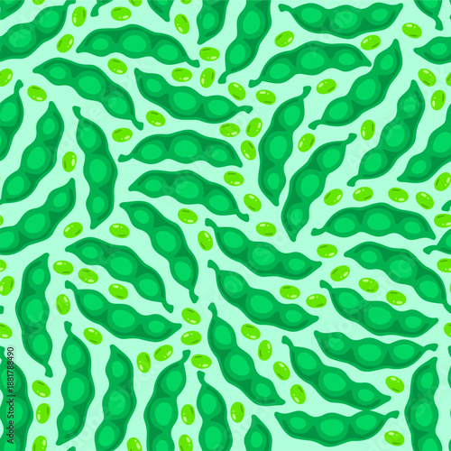 doodle edamame pattern background. green soybeans or peas pattern background. Soybean seamless pattern background. edamame seamless pattern background.