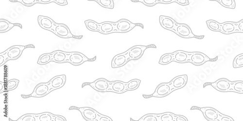 doodle edamame pattern background. green soybeans or peas pattern background. Soybean seamless pattern background. edamame seamless pattern background.