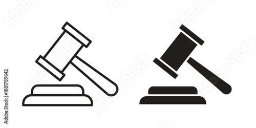 Gavel icons. Line Illustration Vector Template. Clipart concept illustration