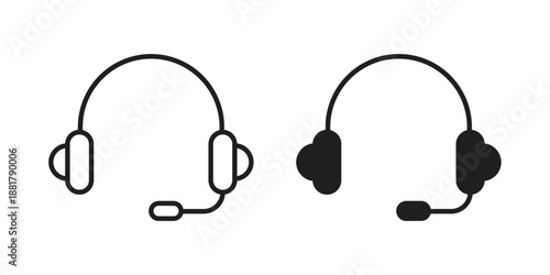 Headphone icons. Line Illustration Vector Template. Clipart concept illustration