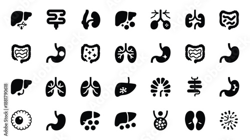 Black and white medical organ organs human
