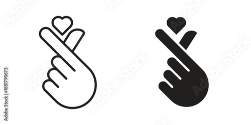 korean heart icons. Line Illustration Vector Template. Clipart concept illustration