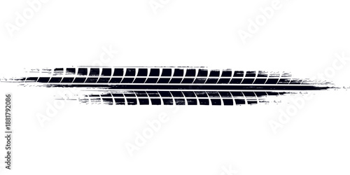 Tire track. Car, bike, motorcycle tyre mark with grunge effect isolated on white background. Wheel footprint on the road. Top view of rubber protector mark. vector