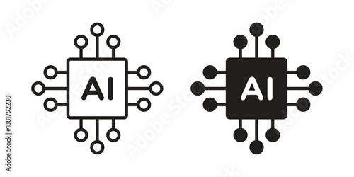Machine learning icons. Line Illustration Vector Template. Clipart concept illustration