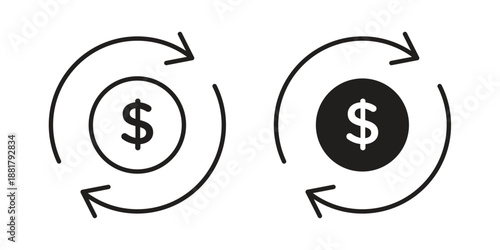 Money transfer icons. Line Illustration Vector Template. Clipart concept illustration