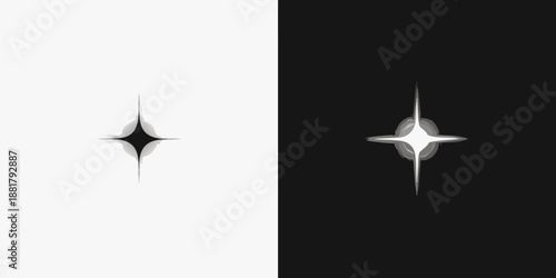 A stark contrast of light and dark with radiant starburst shapes
