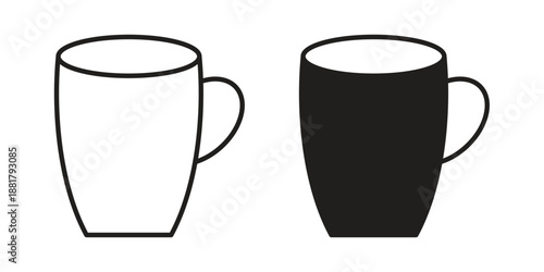 Mug icons. Line Illustration Vector Template. Clipart concept illustration