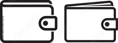 Wallet silhouette open closed on white background