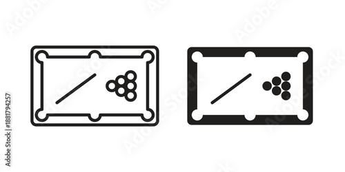 Pool table icons. Line Illustration Vector Template. Clipart concept illustration