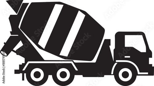 Black silhouette of a cement mixer truck