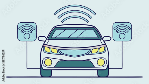 Autonomous car with charging stations and Wi Fi signals