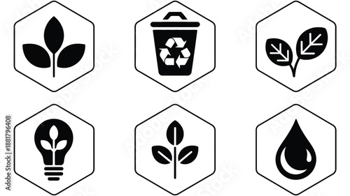 Black white representing nature and recycling plants leaves