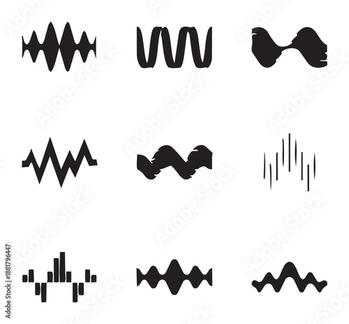 Black waveform symbols white waveforms abstract