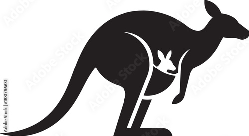 Kangaroo mother with joey in pouch silhouette icon representing australian wildlife care