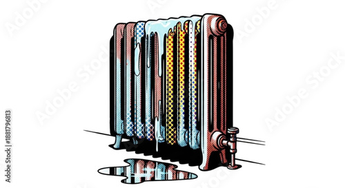 Defrosted radiator in the room.