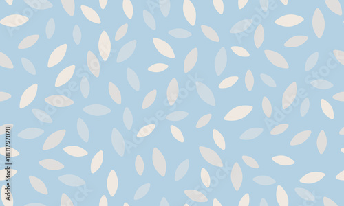 Beige abstract leaves on a pastel blue background. Seamless pattern under clipping mask. Background for paper, cover, textile, gift wrap. Minimalist style.