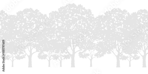 A grayscale illustration depicting a dense forest of silhouetted trees