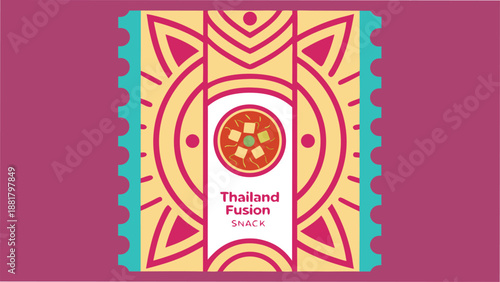 Thailand Fusion Snack Packaging Design vector illustration