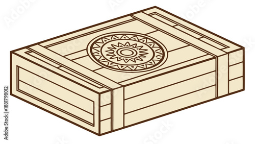 Wooden Crate with Decorative Emblem container storage