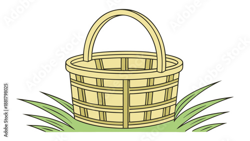 Woven Basket on Grass container picnic