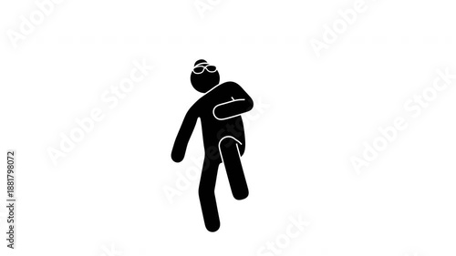 Stickman dancing in an eccentric and energetic style. Expressive funny moves with playful body language. Seamless loop animation of a stickman with alpha channel