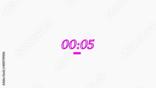 pink Digital Countdown Timer Displaying 10 Seconds on White Background.