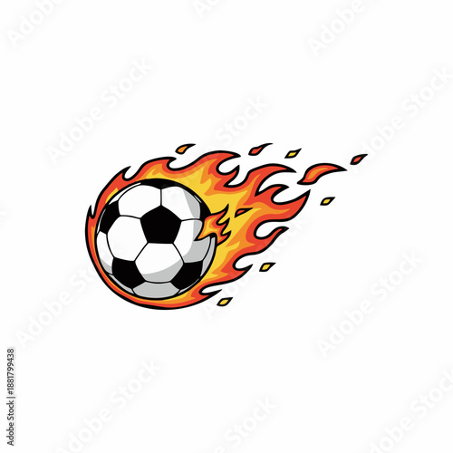 Soccer ball on fire vector illustration isolated on white background