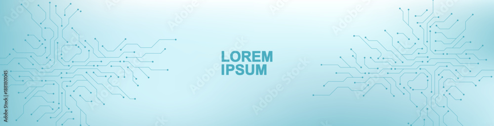 Obraz premium Motherboard digital abstract background. AI circuit board technology texture design. Semiconductor and computer processor on tech banner template concept. Vector illustration