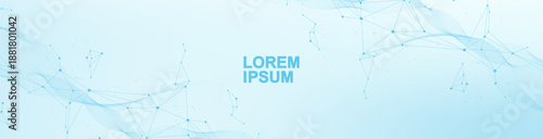 Global network connection website header or banner design. Abstract background with connecting dots and lines. Global business. Social network communication. Internet technology. Vector illustration