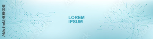 Motherboard digital abstract background. AI circuit board technology texture design. Semiconductor and computer processor on tech banner template concept. Vector illustration