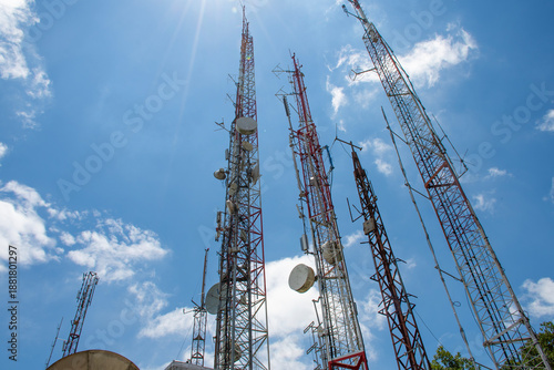 telecommunications antennas on a clear day