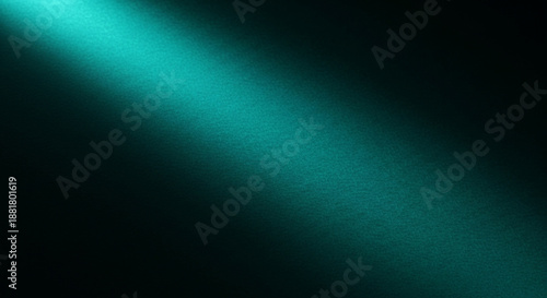 Dark Teal Gradient Background with Glowing Spotlight, Grainy Texture Effect. Modern Vector Abstract Background Featuring a Diagonal Gradient from Teal to Solid Black with Subtle Texture.  