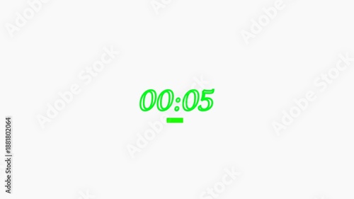 Green Digital Countdown Timer Showing 10 Seconds on White Background.