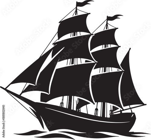 Historic Sailboat Ship Silhouette