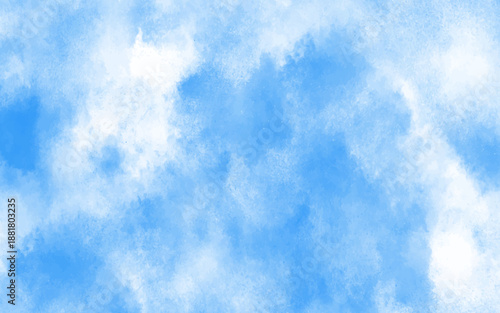 Abstract blue sky and clouds watercolor background.